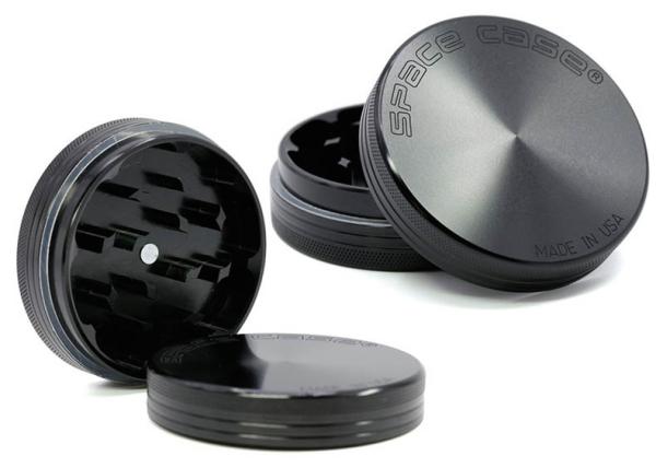 Boutique 2 Layer Herb Grinder Aluminum Mill 55mm 63mm Black Spacecase