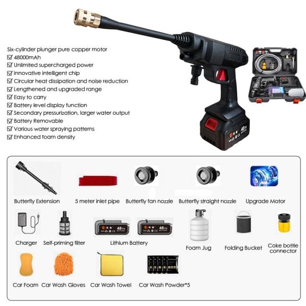 300W 24V Electric Pressure Washer with Hose Reel Green Electric Portable High Pressure Cleaner Machine Cordless Pressure
