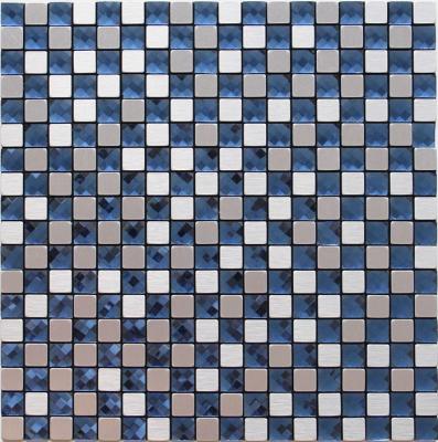 Silver Brushed Particle Glass And Metallic Mosaic Wall Tiles With Blue Crystal Diamond Glass