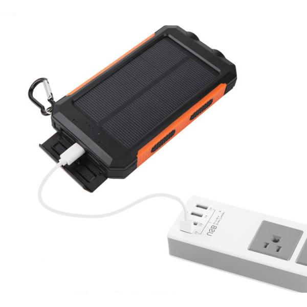 10000mah Solar Panel Portable Powerbank Dual Usb Cell Phone Charger Waterproof External Battery Power Bank With Light