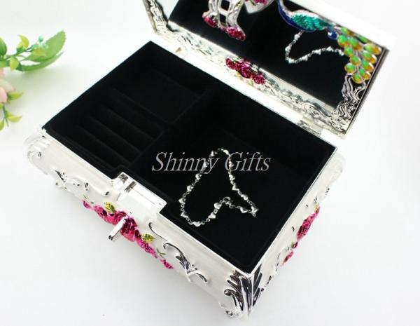 Shinny Gifts Metal Jewelry Box Earring Storage Box for Wedding Gifts&Desktop Decoration