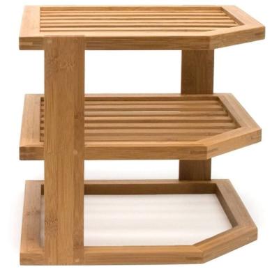 3 Nível de drenagem de drenagem de prato de madeira rack para prato de bambu cozinha canto organizador prateleira