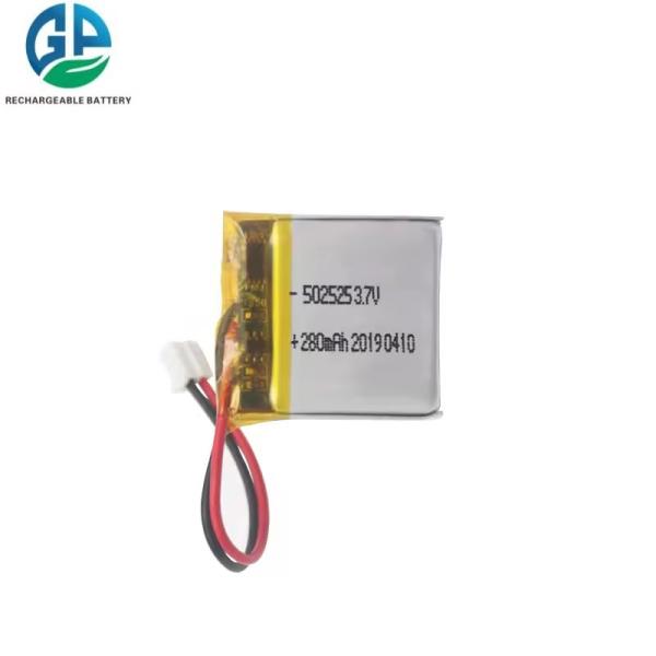 502525 Customized 3.7V 280mAh Li-Polymer Battery Pack with 500 Times Cycle Life