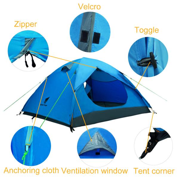 Cross Pole 2.59kg 4 Season Backpacking Tent For Camping