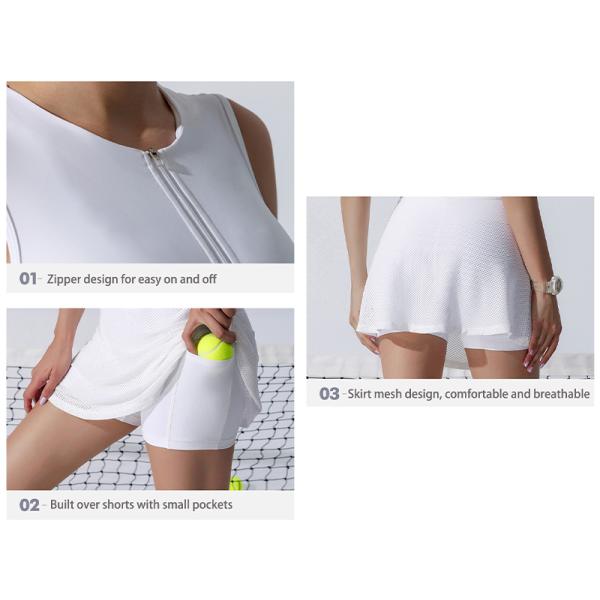 Гольф белых женщин сетки одевает Breathable костюм юбок тенниса подкладки безопасности