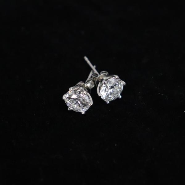 Wholesale 18K White Gold Plated 1CT Lab Diamond Stud Earring Fashion Jewelry for Weddings & Parties Rhodium Setting