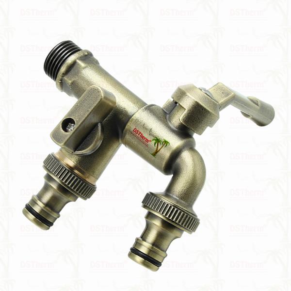 Double Outlet Garden Bibcocks Brass Faucet Brass Tap Valve Water Tap 1/2