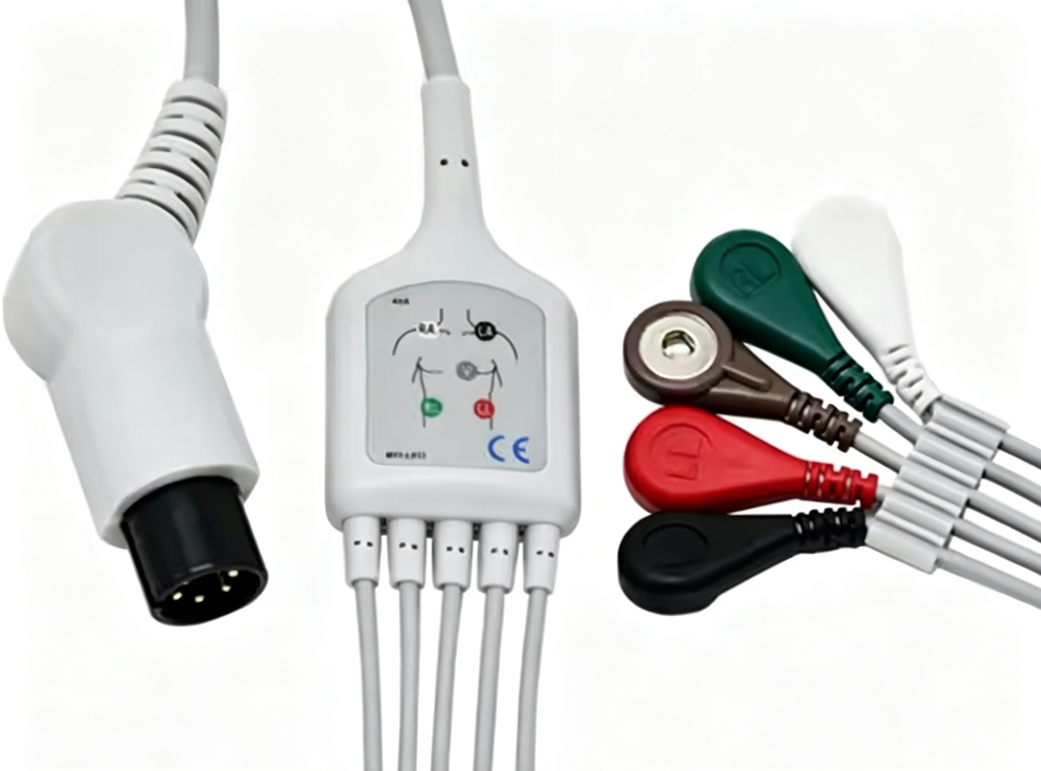 6 Pin ECG Cables And Leadwires AHA Snap ECG Cable CE Certified