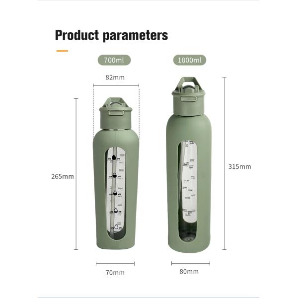 Outdoor Activity Glass Water Bottle With Wide Mouth and Protective Sleeve for Camping