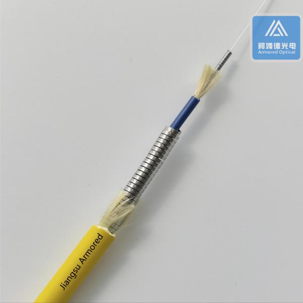 Simplex SM Armored Fiber Cable 7.0mm Yellow LSZH  Rodent Resistant Double Armored Fiber Cable FTTH