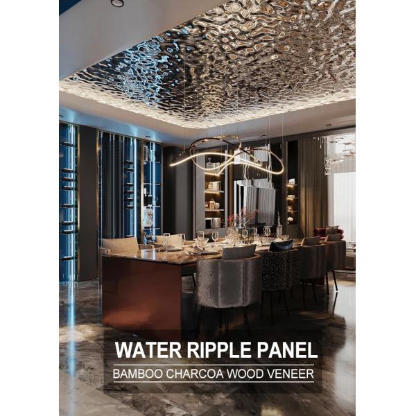 BAMBOO CHARCOAL WOOD VENEER PET Water Ripple WALL PANEL FOR INTERIOR WALL PANEL