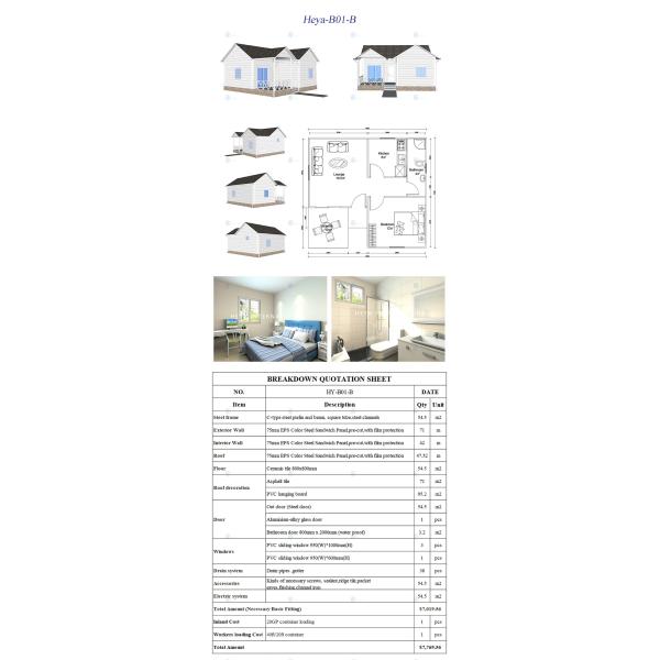 Heya-B01-B China 1 room sandwich panel house best selling prefab hotel construction for sale