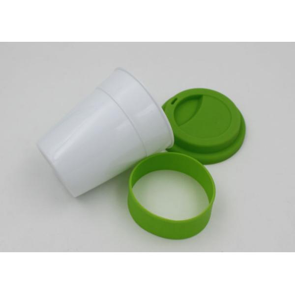 Custom Printed Colorful Plastic Coffee Cup With Silicone Lid And Grip 350ml