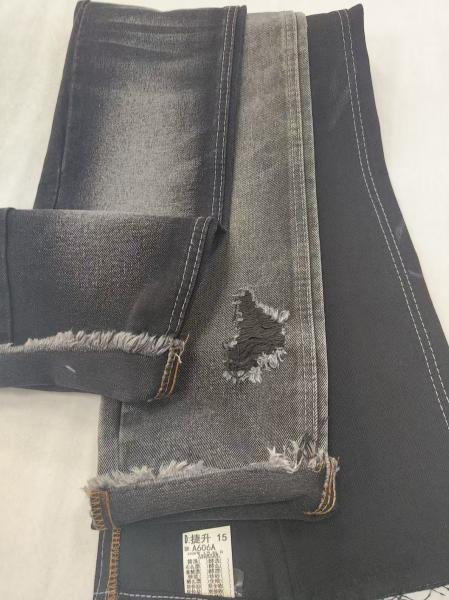 64.2%Cotton 14.2oz Cotton Polyester  Recovered Fiber Black 180cm Denim fabric 6x6 A606A