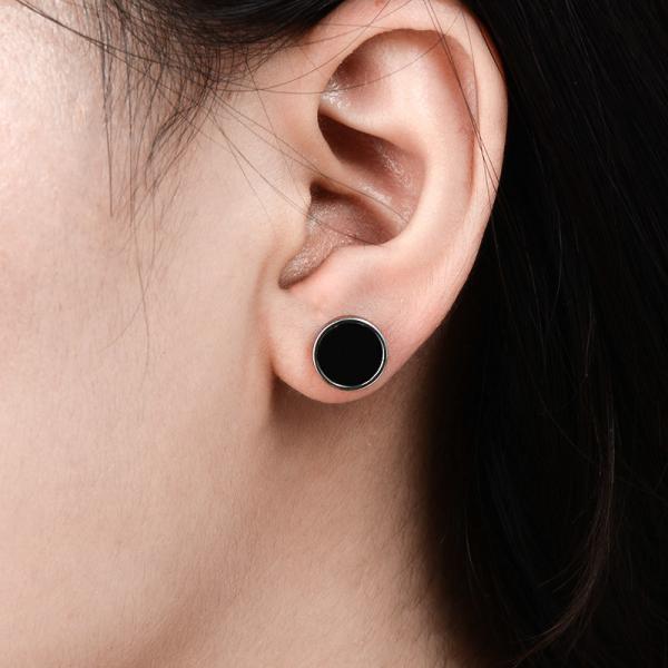 Titanium steel oil unilateral round dumbbell Style stud earrings for women men lover couples Jewelry Gifts 6mm-12mm