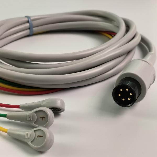 BJ-753P NIHON KOHDEN Сердечная проводимость провода Черная круглая головка 6 штифтов Три свинцовых европейских стандартных кнопки