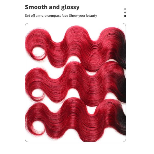 100g 1b Bug Body Red Ombre Hair Bundles Unprocessed Virgin Hair Bundles