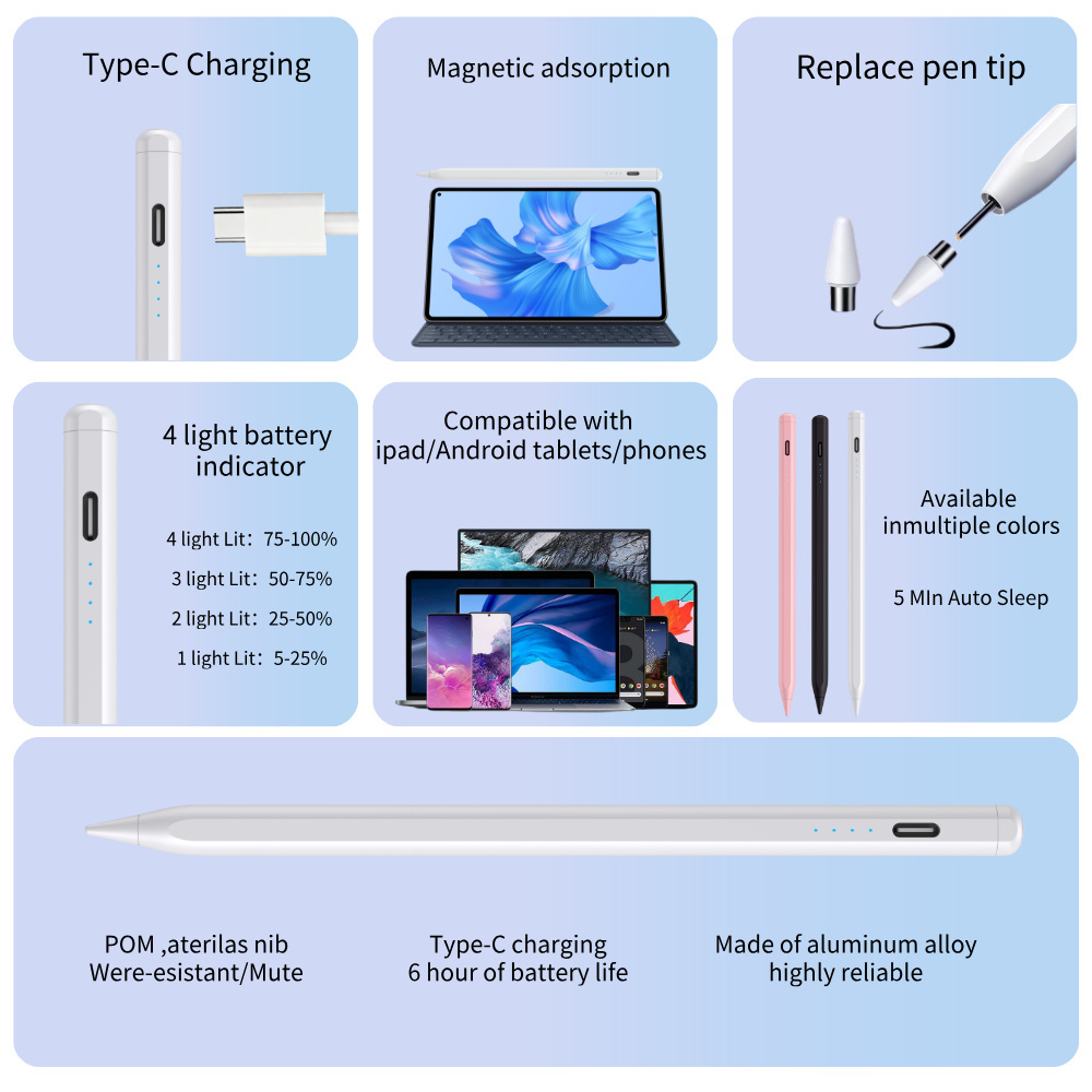 Universal Stylus Pen Tablet Pen Magnetic Stylus for Android/ios Phones and Tablets Active Universal Pencil for Redmi