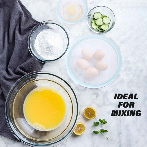 Borosilicate Glass Mixing Bowl Set Stackable with Lids and Temperature Range -40