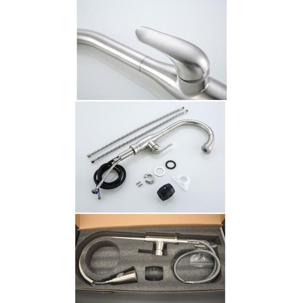 Hot Cold Stainless Steel Kitchen Faucet  Single Handle Extendable Kitchen Tap