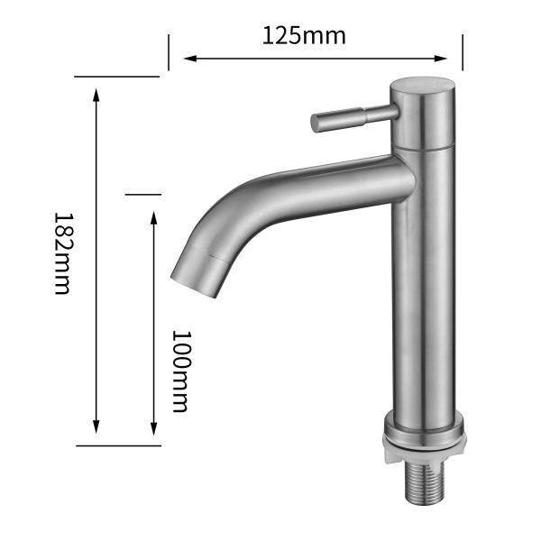 Simple Design SUS 304 Single Handle Stainless Steel Basin Faucet with Brass Valve Core