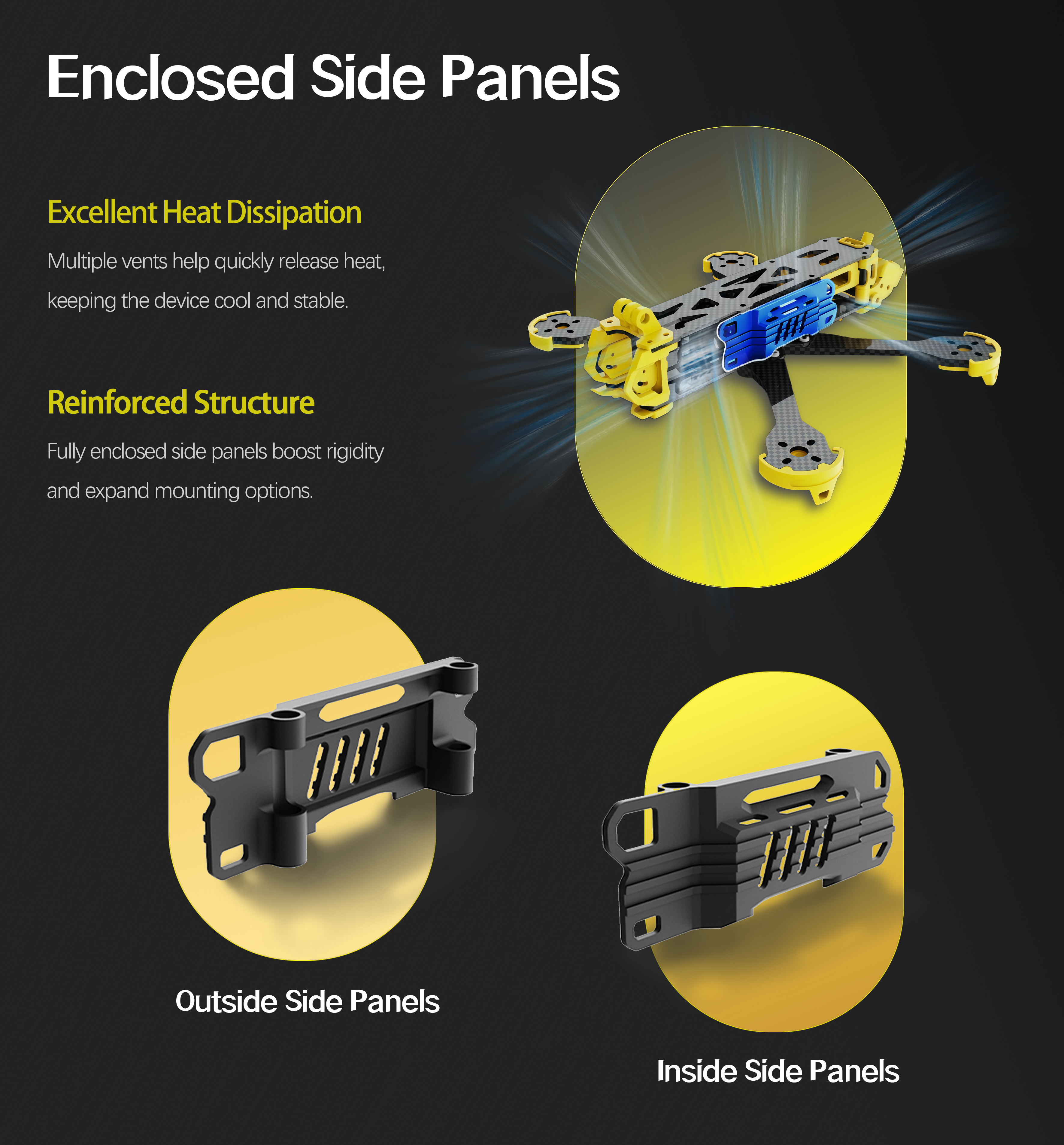 5-6-7-inch Custom Made FPV Carbon Drone Frame With Aluminum CAM Plates For PartsAccessories