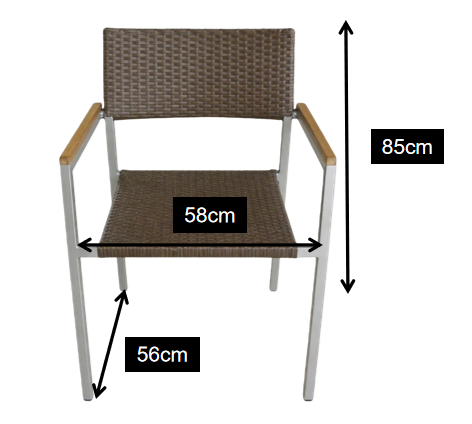 Yoshen Modern Outdoor Dining Armchair Stackable Aluminum  Wicker Armrest Chair Fro Bistro & Cafe