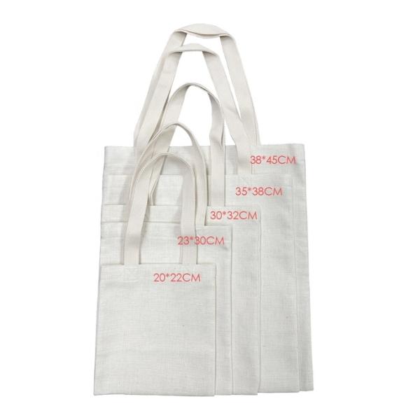 Different Sizes Of Simple Linen Blank Tote Bags For Sublimation Printing