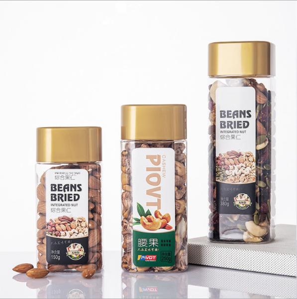 2.4in Square Clear Plastic Storage Jars 250g Dry Fruit Leisure Food Moisture Proof