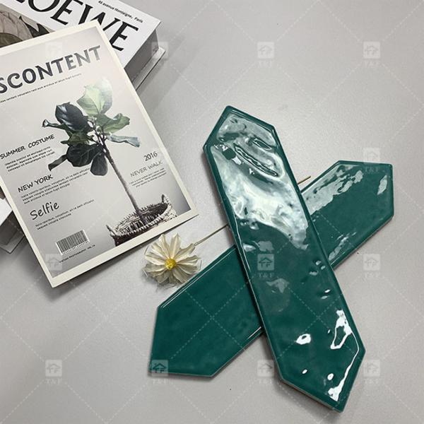 Art Hecho a mano Largo Hexágono azulejos de mosaico verde para la cocina del baño