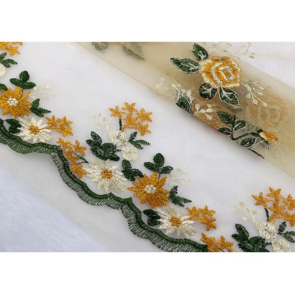 Las conchas de peregrino florales coloreadas multi atan la tela para los vestidos de noche/la tela bordada del cordón de Tulle