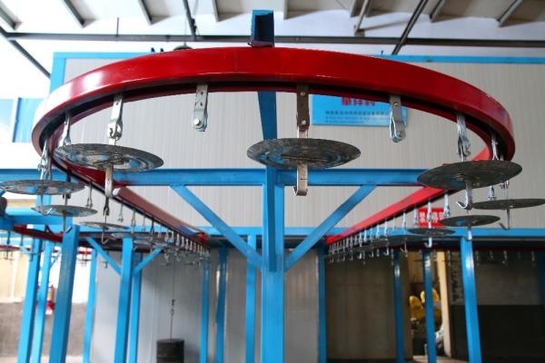 Sistema automático de pulverização por pulverização electrostática para produção em volume