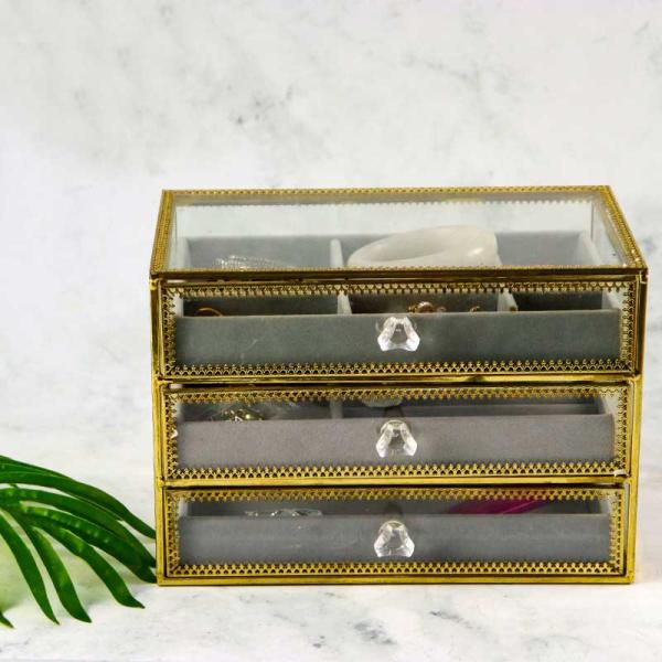 3-layer Drawer jewelry Box Earring ring Multifunctional gift ornaments display box Glass storage box Wholesale