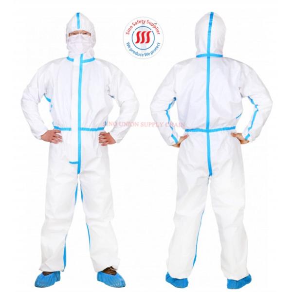 CE PPE EN14605 Type 4 Disposable Coveralls Breathable Hooded Coverall Suit