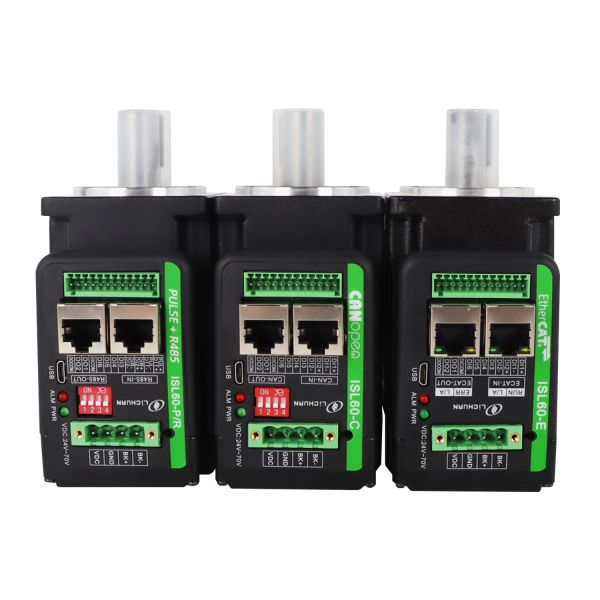 Lichuan Integrated Servo Motors Driver L-shaped 600W 1.91N.m DC24/48V 6.0/10/12/15A 3000RPM IP65