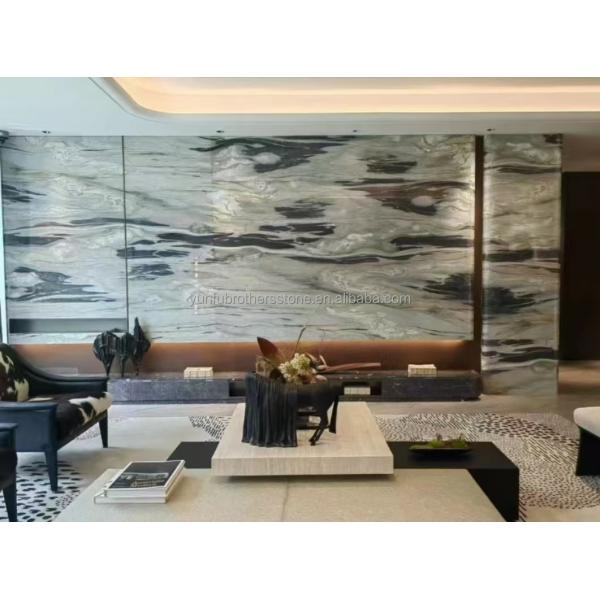 Modern Ink Painting Marble Big Slab Honed Grey Wall Panel and Kitchen Countertop Tile