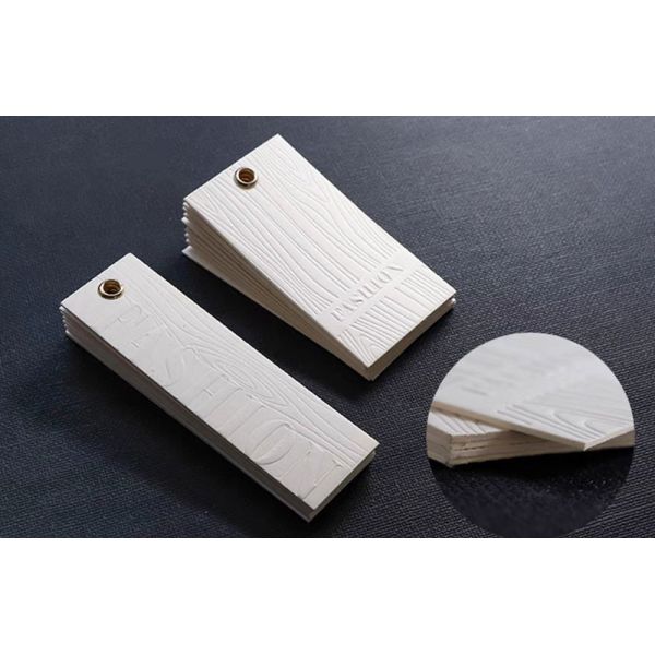 Gelebor ISO9001 Clothing Tag Label Embossing Clothes Hang Tag Ivory White