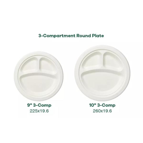 Renewable 8in 10in Biodegradable Bagasse Tableware Plate Pfas Free Take Out Containers