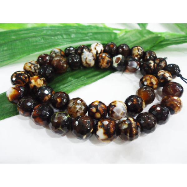 Brown Facted Round Semi Precious Leopard Skin Grain Bead, Beaded Handmade Jewellery