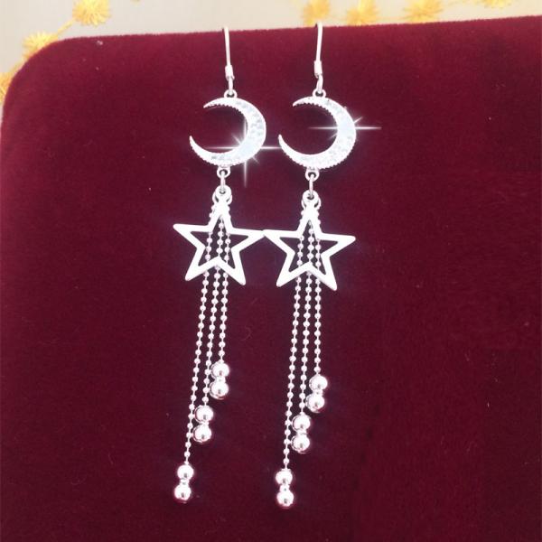 990 стерлинговых серебряных серег падения Tassel 0.19oz серег 7.1cm ювелирных изделий длинных