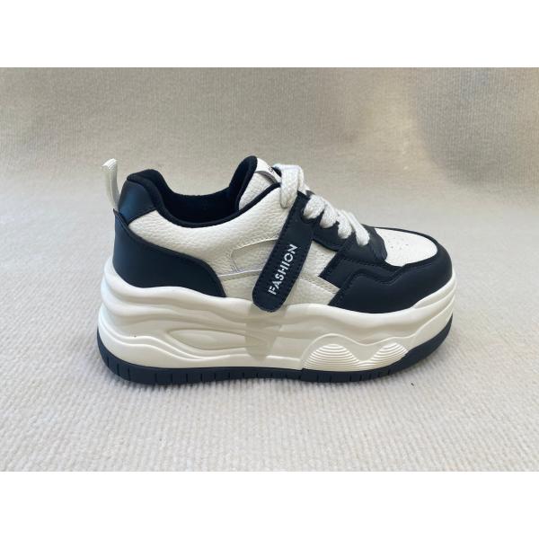 Black White Women'S High Top Sneakers Genuine Leather Breathable Mesh