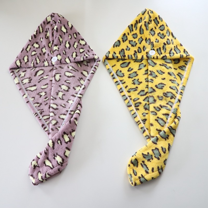 Leopard Print Microfibre Hair Towel 400gsm 25x65cm Microfiber Turban Towel