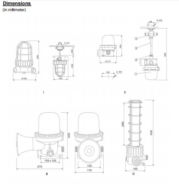 Алюминиевая сплав литейная оболочка 120-180db взрывозащищенная звуковая и зрительная сигнализация 50-40w лампы