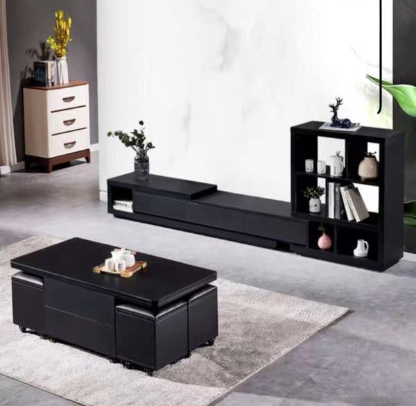 Rectangle Space Saving Lift Top Coffee Table Office Furniture With Storage Stools