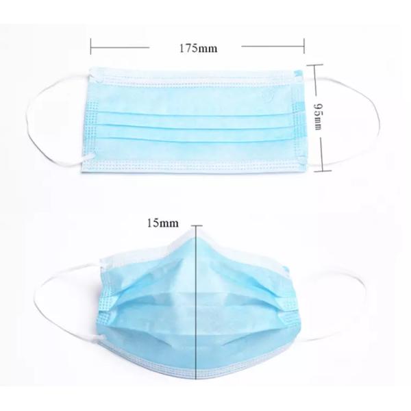 Blue White Medical Surgical Face Mask Pp Non Woven Meltblown Fabric 17.5*9.5cm