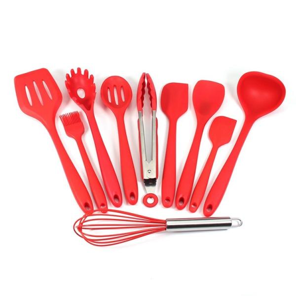 Kitchen Silicone Utensil Set Personalized Colour Custom Brand Logo Complete Portable 10 pcs