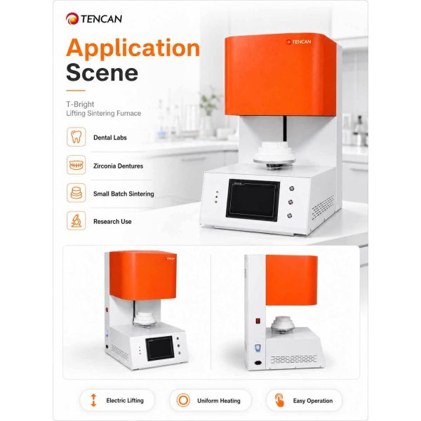 TENCAN TC-BDF-1L 1700C Dental Lab Zirconia Porcelain Sintering Furnace 1C Accuracy MoSi2 Heating Elements for Tooth