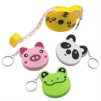 Cartoon Tape Measure 150cm 60 Inch Mini Portátil Carinhosos de Forma de Animal Key Ring Automático Tape Measure Panda Frog Piggy