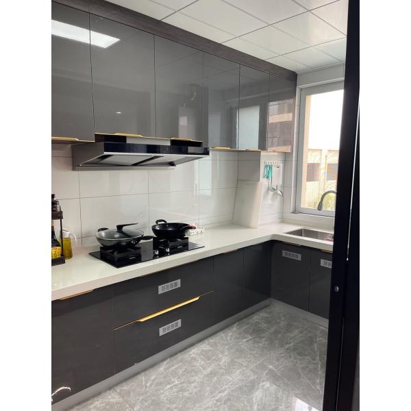 L Shaped Kitchen Cabinet Simple Design With Open Shelves For Apartment