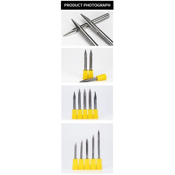 HardBar Solid Carbide Double Edge Straight Groove Sharp CNC Wood Bit with 15-30° Angle for Wood and EVA